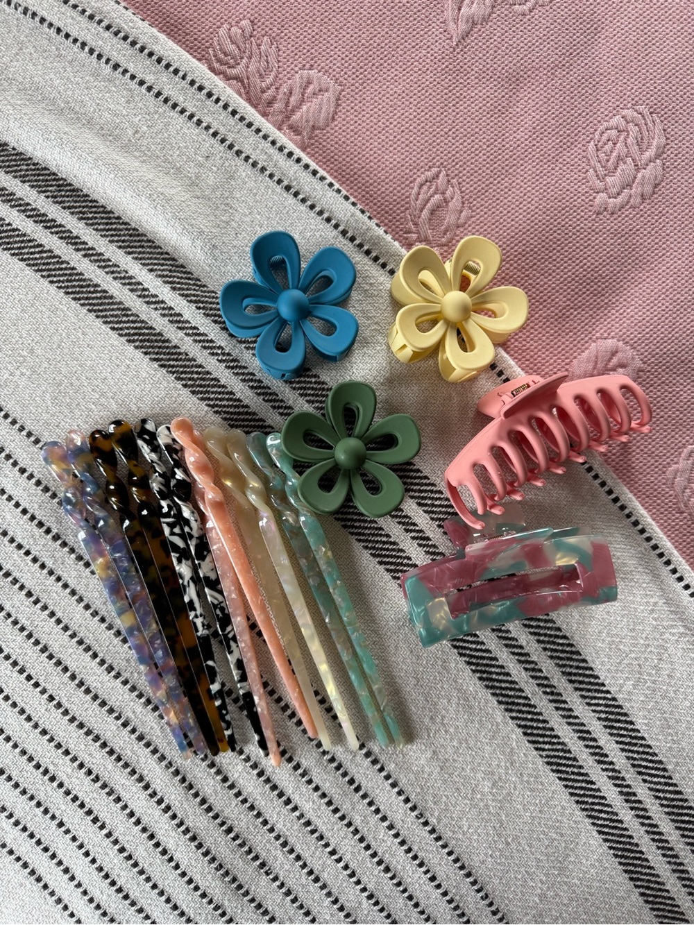 Colorful Assorted Hair Clips and Hair Sticks
